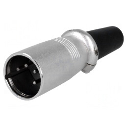 Mufă XLR 4-Pin Tată pe Cablu Drept | Electronic-mag.ro | Componente Electronice