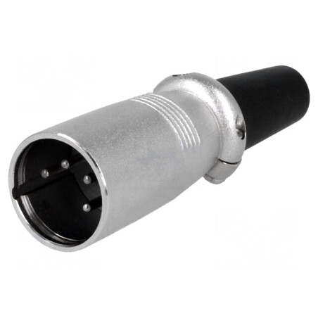 Mufă XLR 4-Pin Tată pe Cablu Drept | Electronic-mag.ro | Componente Electronice