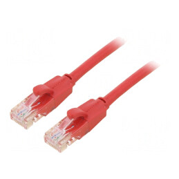 Patch cord U/UTP 6 PVC roșu 1m 8 fire aurit | Electronic-mag.ro | Componente Electronice