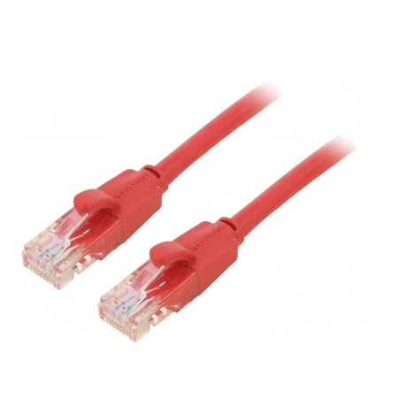 Patch cord U/UTP 6 PVC roșu 1m 8 fire aurit | Electronic-mag.ro | Componente Electronice