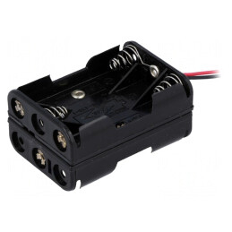 Suport Baterii AAA 6x cu Cabluri Negre 150mm | Electronic-mag.ro | Componente Electronice