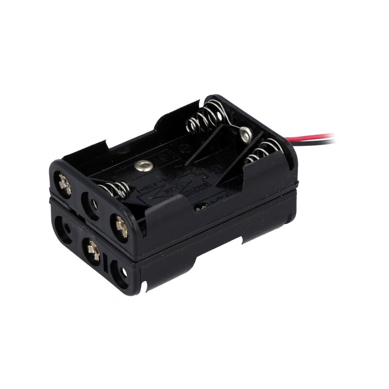 Suport Baterii AAA 6x cu Cabluri Negre 150mm | Electronic-mag.ro | Componente Electronice