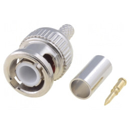 Mufă BNC Tată 50Ω Crimpat POM Aurit | Electronic-mag.ro | Componente Electronice