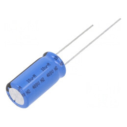 Condensator Electrolitic 10uF 400V THT 10x20mm Raster 5mm | Electronic-mag.ro | Componente Electronice