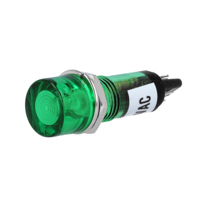 Lampă de control neon verde 230VAC Ø10mm | Electronic-mag.ro | Componente Electronice