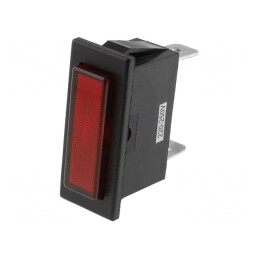 Lampă de control: cu neon; plată; roşie; 230VAC; Orif: 30,4x11,2mm