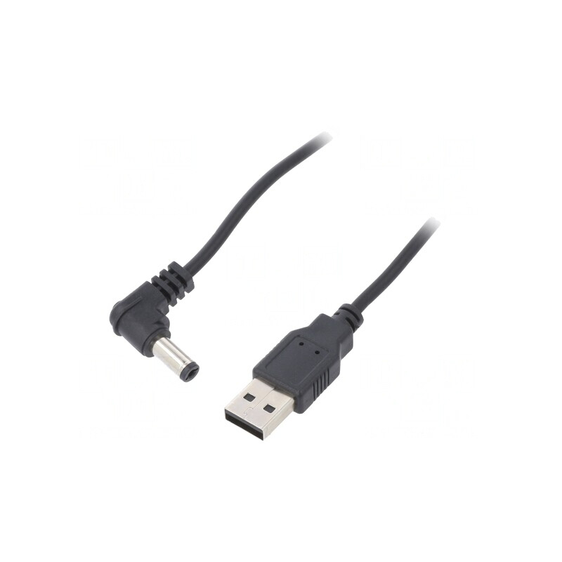 Cablu USB A la DC 5,5/2,1 Negru 0,5m | Electronic-mag.ro | Componente Electronice