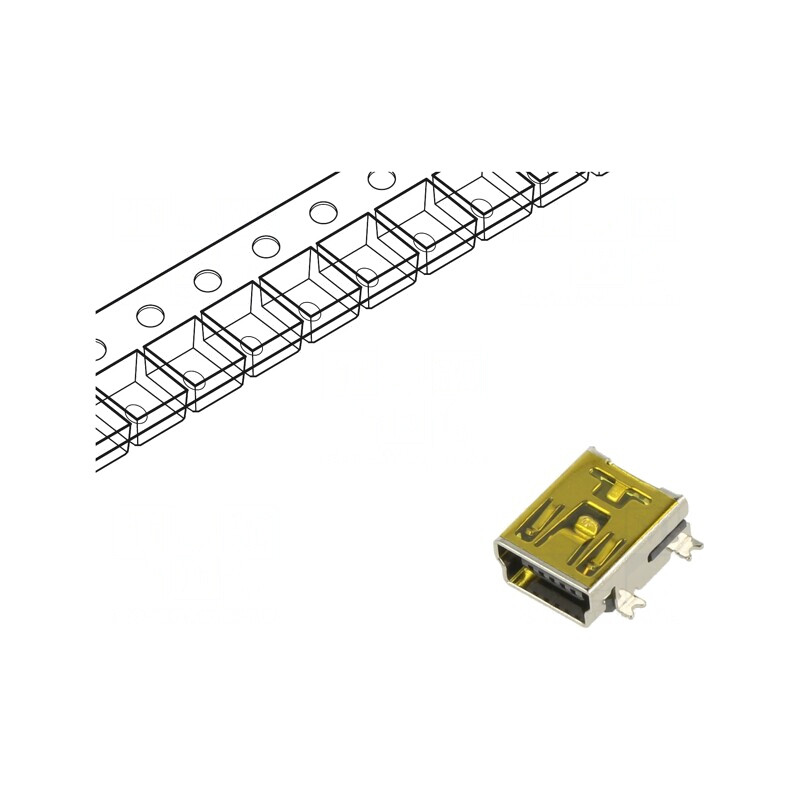 Soclu USB B Mini SMT 5 Pin Orizontal | Electronic-mag.ro | Componente Electronice