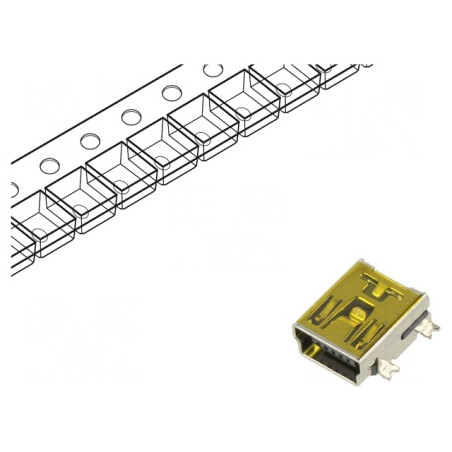 Soclu USB B Mini SMT 5 Pin Orizontal | Electronic-mag.ro | Componente Electronice