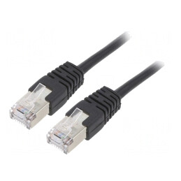 Patch Cord F/UTP Cat5e Negru 1m Ecranat | Electronic-mag.ro | Componente Electronice