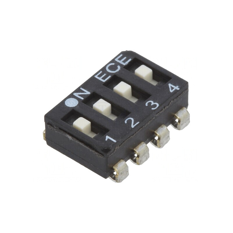 Comutator DIP-SWITCH 4 Secțiuni OFF-ON 0,025A 24VDC | Electronic-mag.ro | Componente Electronice