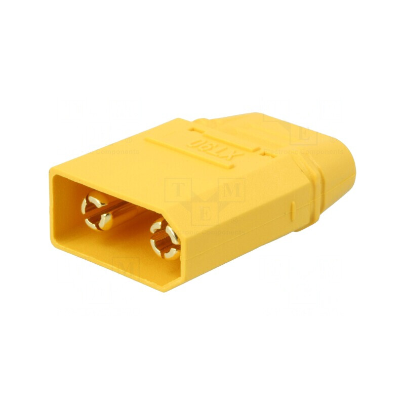 Mufă Alimentare DC XT90 Tată Galbenă pe Cablu | Electronic-mag.ro | Componente Electronice