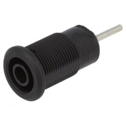 Soclu Banană 4mm Aurit Negru 24A 1kV Pe Panou | Electronic-mag.ro | Componente Electronice