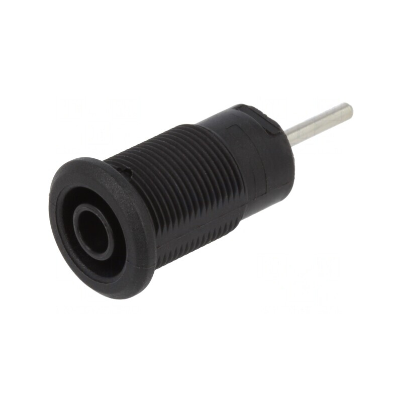 Soclu Banană 4mm Aurit Negru 24A 1kV Pe Panou | Electronic-mag.ro | Componente Electronice