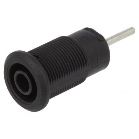 Soclu Banană 4mm Aurit Negru 24A 1kV Pe Panou | Electronic-mag.ro | Componente Electronice