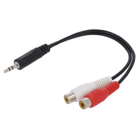 Cablu Audio Jack 3,5mm la RCA 2x 20cm Negru | Electronic-mag.ro | Componente Electronice