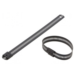 Colier de strângere perforat negru 150mm 12mm | Electronic-mag.ro | Componente Electronice