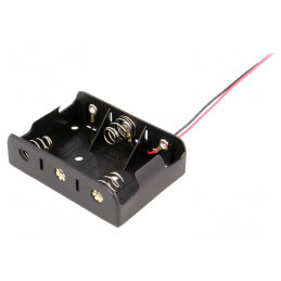 Suport Cablu Negru 150mm pentru 3 Baterii R14 | Electronic-mag.ro | Componente Electronice