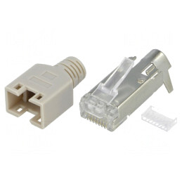 Mufă RJ45 8P8C Ecranată Gri cu Manșon Aurit | Electronic-mag.ro | Componente Electronice