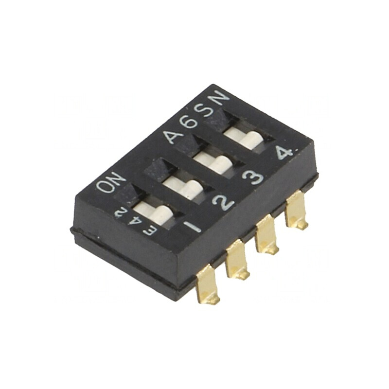 Comutator DIP-SWITCH 4 Secțiuni ON-OFF 24VDC | Electronic-mag.ro | Componente Electronice