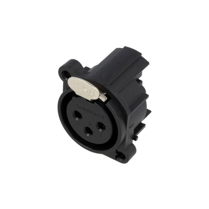 Soclu XLR mamă 3 pini unghi 90° cu buton | Electronic-mag.ro | Componente Electronice