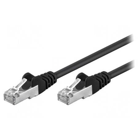 Patch Cord Ethernet Cat5e Ecranat 0.25m Negru | Electronic-mag.ro | Componente Electronice