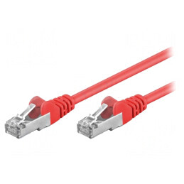 Patch cord roșu F/UTP 5e 0,25m ecranat