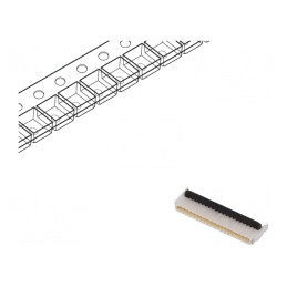Conector FFC/FPC Orizontal 20 PIN SMT Aurit 50V 500mA | Electronic-mag.ro | Componente Electronice