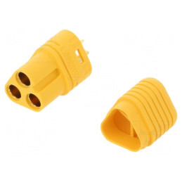 Mufă alimentare DC MT60 3 pini galbenă pe cablu | Electronic-mag.ro | Componente Electronice