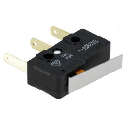 Microîntrerupător SNAP ACTION 5A 125VAC cu manetă SPDT | Electronic-mag.ro | Componente Electronice