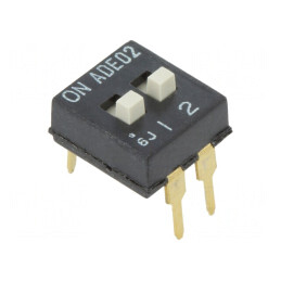 Comutator DIP-SWITCH 2 Secțiuni ON-OFF 0,1A 24VDC THT | Electronic-mag.ro | Componente Electronice