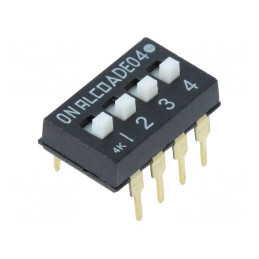 Comutator DIP-SWITCH 4 Secțiuni ON-OFF 24VDC | Electronic-mag.ro | Componente Electronice