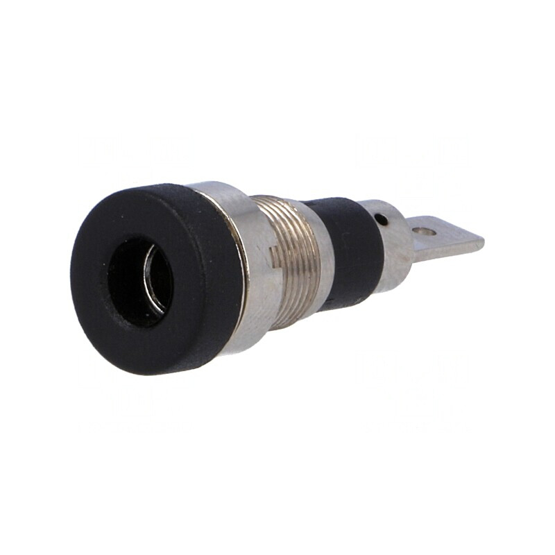 Soclu Banană Negru 4mm 24A 60VDC Panou 28mm | Electronic-mag.ro | Componente Electronice