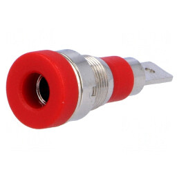 Soclu Banană 4mm 24A 60VDC Roșu Panou 28mm | Electronic-mag.ro | Componente Electronice