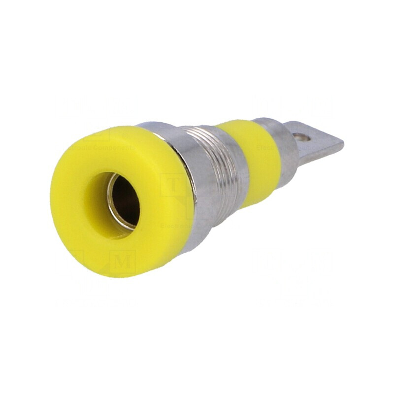 Soclu Banană Galben 4mm 24A 60VDC Pe Panou | Electronic-mag.ro | Componente Electronice