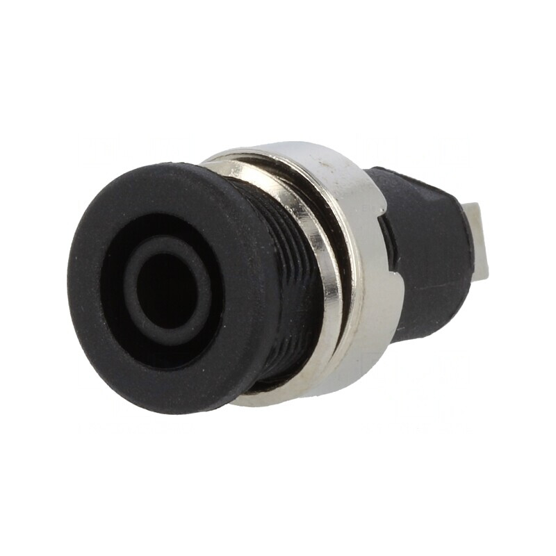 Soclu Banană 4mm 32A Negru Nichelat Pe Panou Cu Izolație | Electronic-mag.ro | Componente Electronice