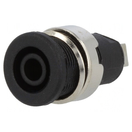 Soclu Banană 4mm 32A Negru Nichelat Pe Panou Cu Izolație | Electronic-mag.ro | Componente Electronice