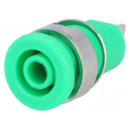 Soclu Banană Verde 4mm 32A Nichelat cu Izolație Panou | Electronic-mag.ro | Componente Electronice