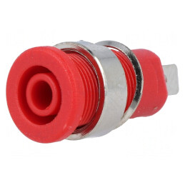 Soclu Banană 4mm 32A Roșu Nichelat cu Izolație | Electronic-mag.ro | Componente Electronice