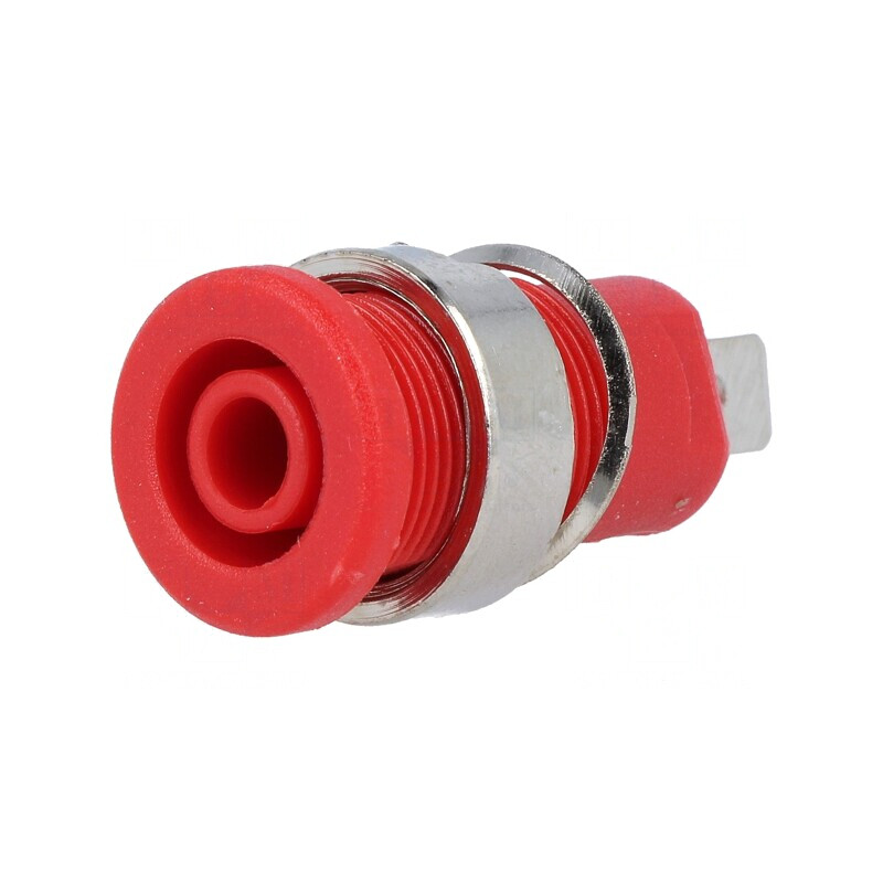 Soclu Banană 4mm 32A Roșu Nichelat cu Izolație | Electronic-mag.ro | Componente Electronice
