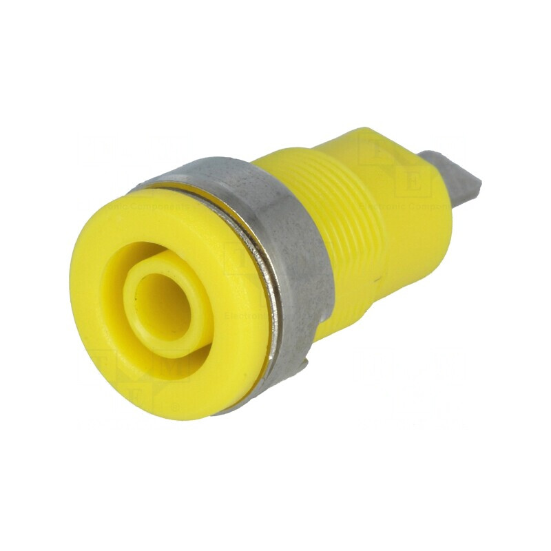 Soclu Banană 4mm 32A Galben Izolat Panou | Electronic-mag.ro | Componente Electronice