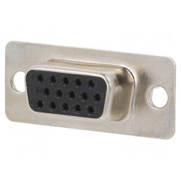 Conector D-Sub 15 pini soclu mamă pentru panou drept lipire | Electronic-mag.ro | Componente Electronice