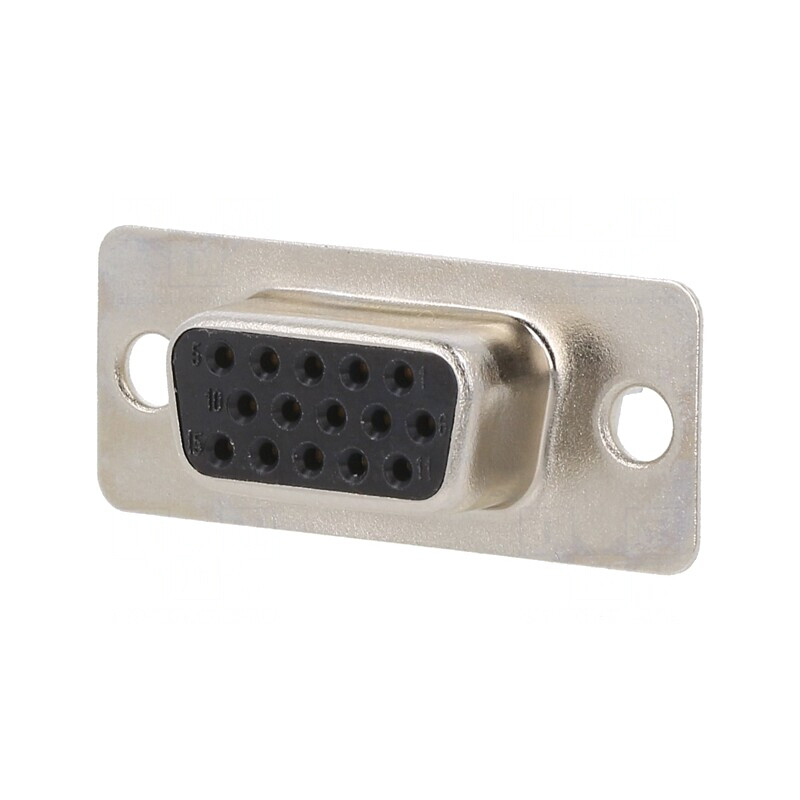 Conector D-Sub 15 pini soclu mamă pentru panou drept lipire | Electronic-mag.ro | Componente Electronice