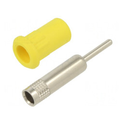Soclu Banană 4mm 25A Galben Nichelat Pe Panou | Electronic-mag.ro | Componente Electronice