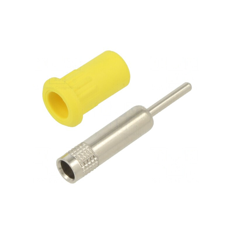 Soclu Banană 4mm 25A Galben Nichelat Pe Panou | Electronic-mag.ro | Componente Electronice
