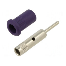 Soclu banană violet 4mm 25A 30VAC 60VDC pe panou