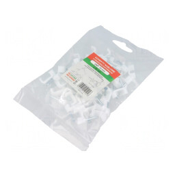 Cleme albe pentru cablu plat cu cui, set 50 buc | Electronic-mag.ro | Componente Electronice