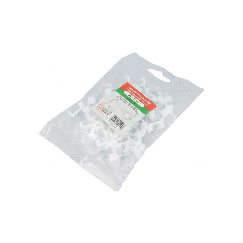 Cleme albe pentru cablu plat cu cui, set 50 buc | Electronic-mag.ro | Componente Electronice