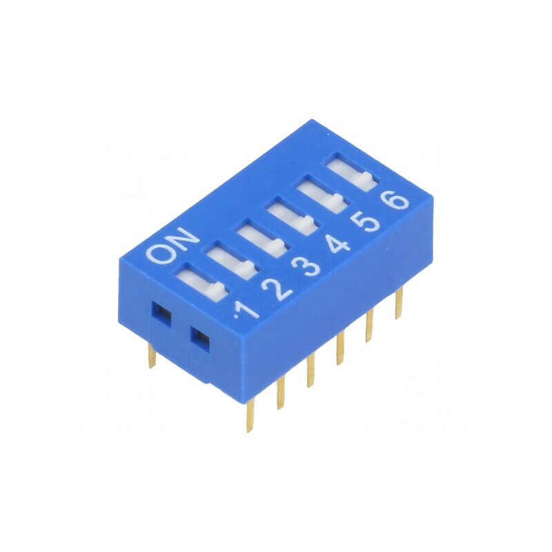 Comutator DIP-SWITCH 6 Secțiuni ON-OFF 0,05A 12VDC | Electronic-mag.ro | Componente Electronice