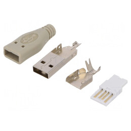 Mufă USB A tată pe cablu gri | Electronic-mag.ro | Componente Electronice